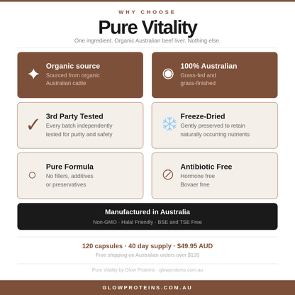 Pure Vitality - Grass Fed Beef Liver Energy Capsules