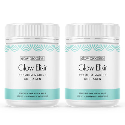 Glow Proteins - Glow Elixir Premium Marine Collagen - Double The Glow Bundle