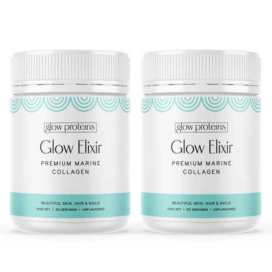 Glow Proteins - Glow Elixir Premium Marine Collagen - Double The Glow Bundle