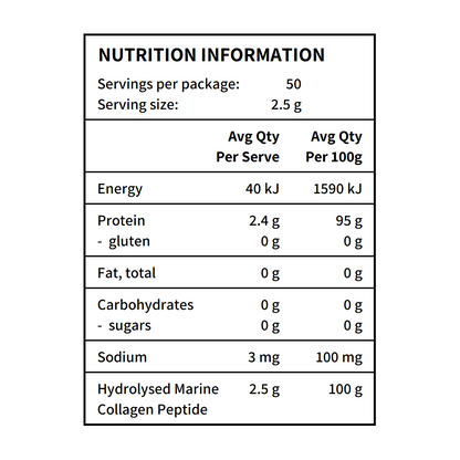 Glow Proteins - Glow Elixir Premium Marine Collagen Nutritional Information
